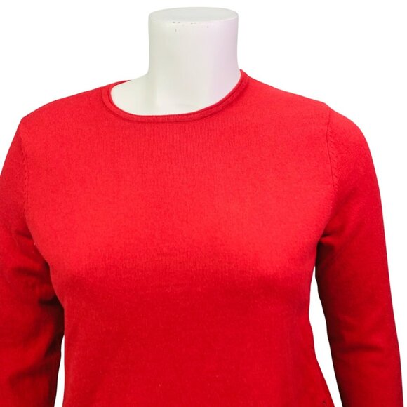 J Jill Womens Sweater Solid Red Snap Side Long Sleeve Knit Pullover Size L - Picture 4 of 11